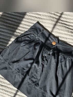 Mimi Chica Dark Gray Tiered Denim Skirt with Wood Button